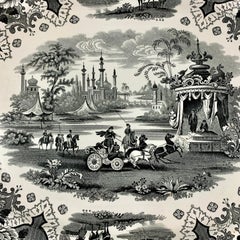 William Adams IV & Sons Palestine Black Staffordshire Transferware Platter