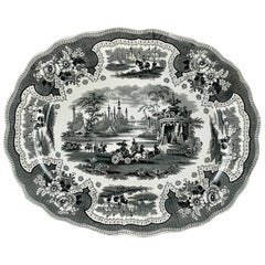 William Adams IV & Sons Palestine Black Staffordshire Transferware Platter