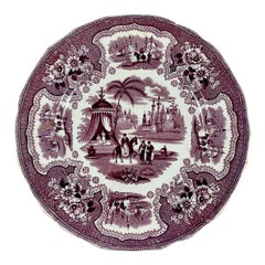 Antique William Adams IV & Sons Purple Palestine Staffordshire Transferware Plate