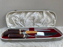 William Adams Sheffield 3-Piece Carving Set with Stag Horn Handles