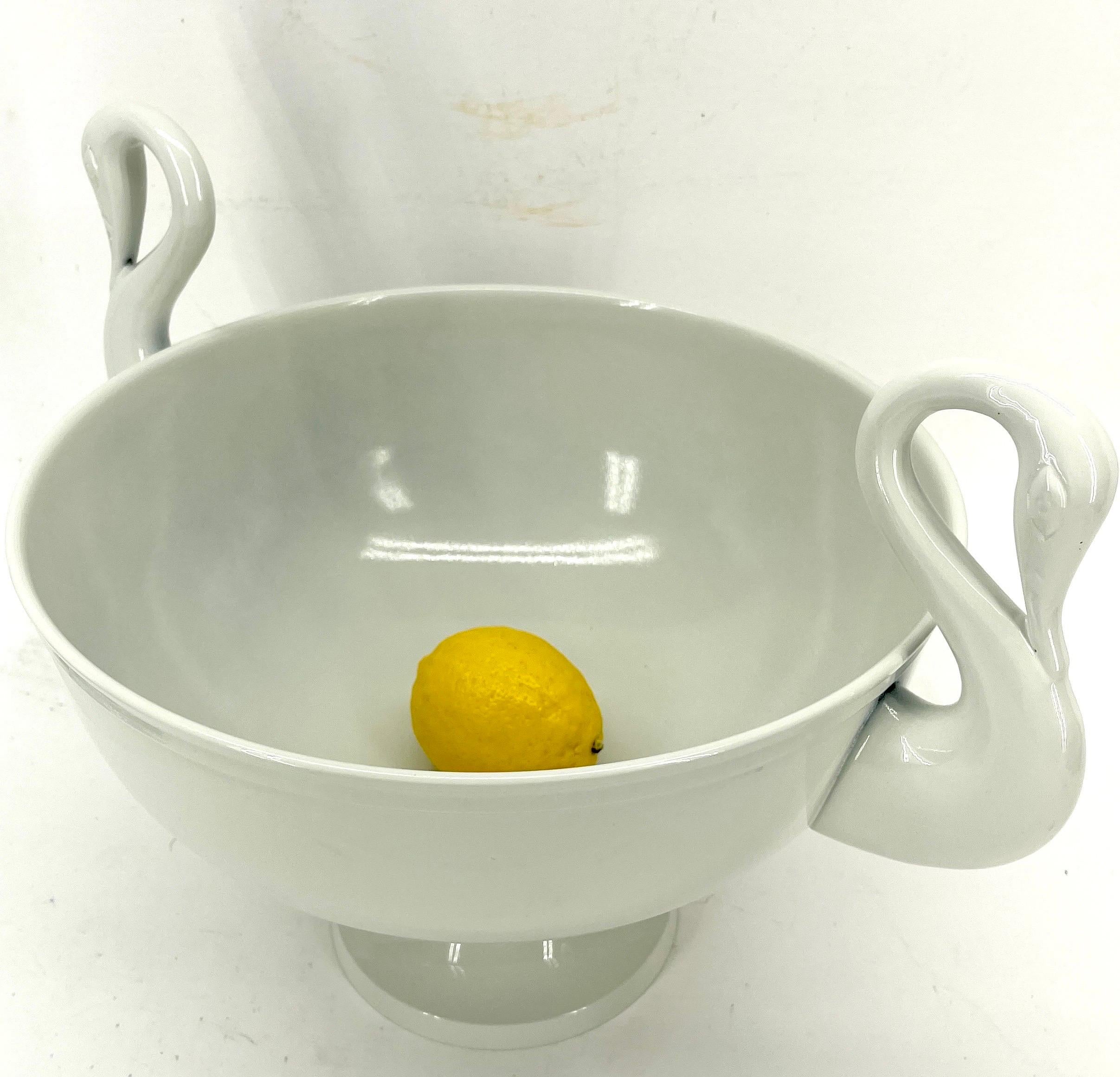 Mid-Century Modern William Adams Towle Swan Centerpiece Bowl,  Off White Powder-Coated