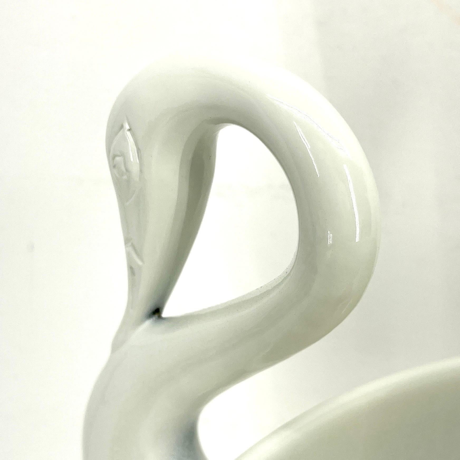 English William Adams Towle Swan Centerpiece Bowl,  Off White Powder-Coated