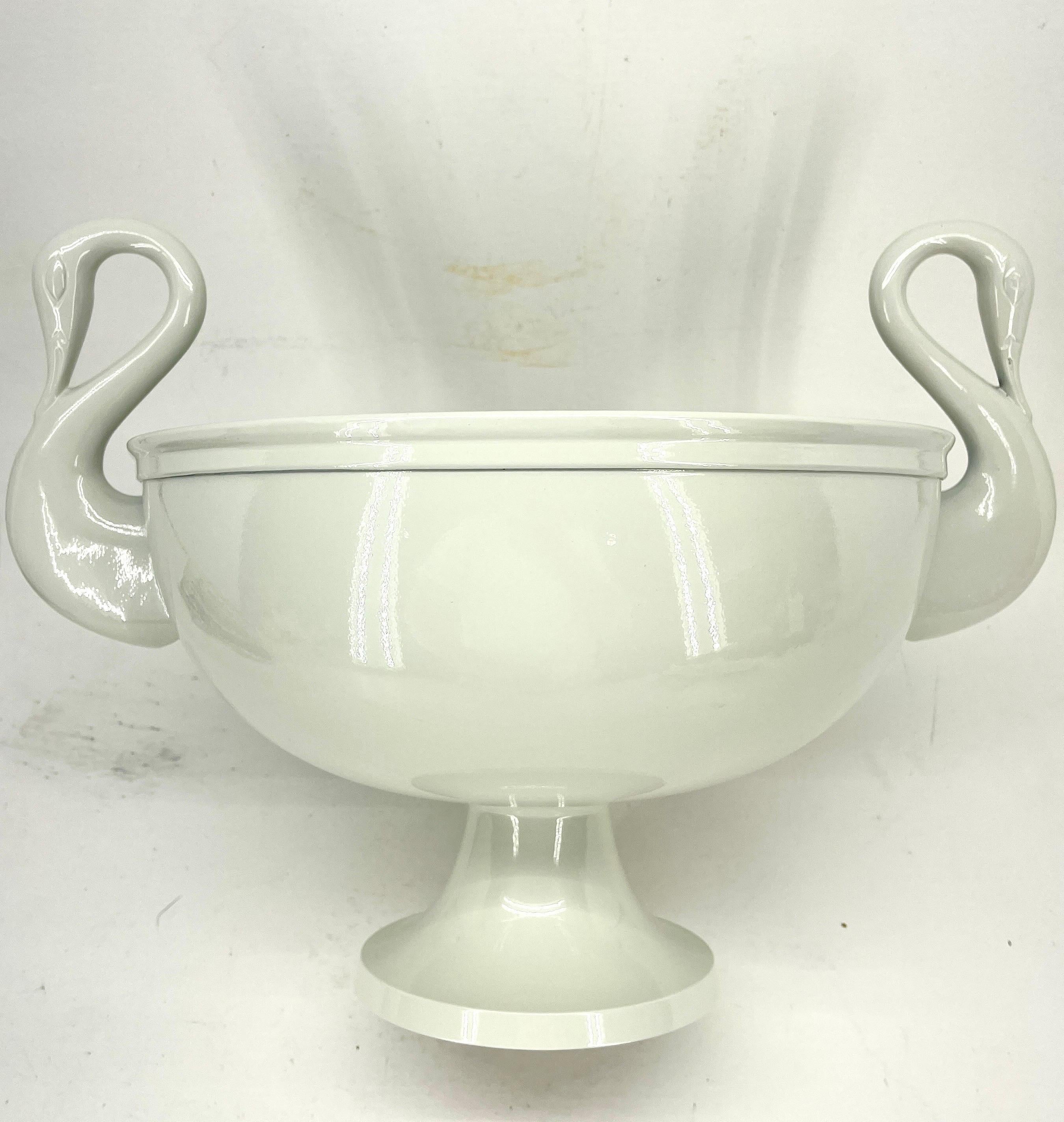 William Adams Towle Swan Centerpiece Bowl,  Off White Powder-Coated 1