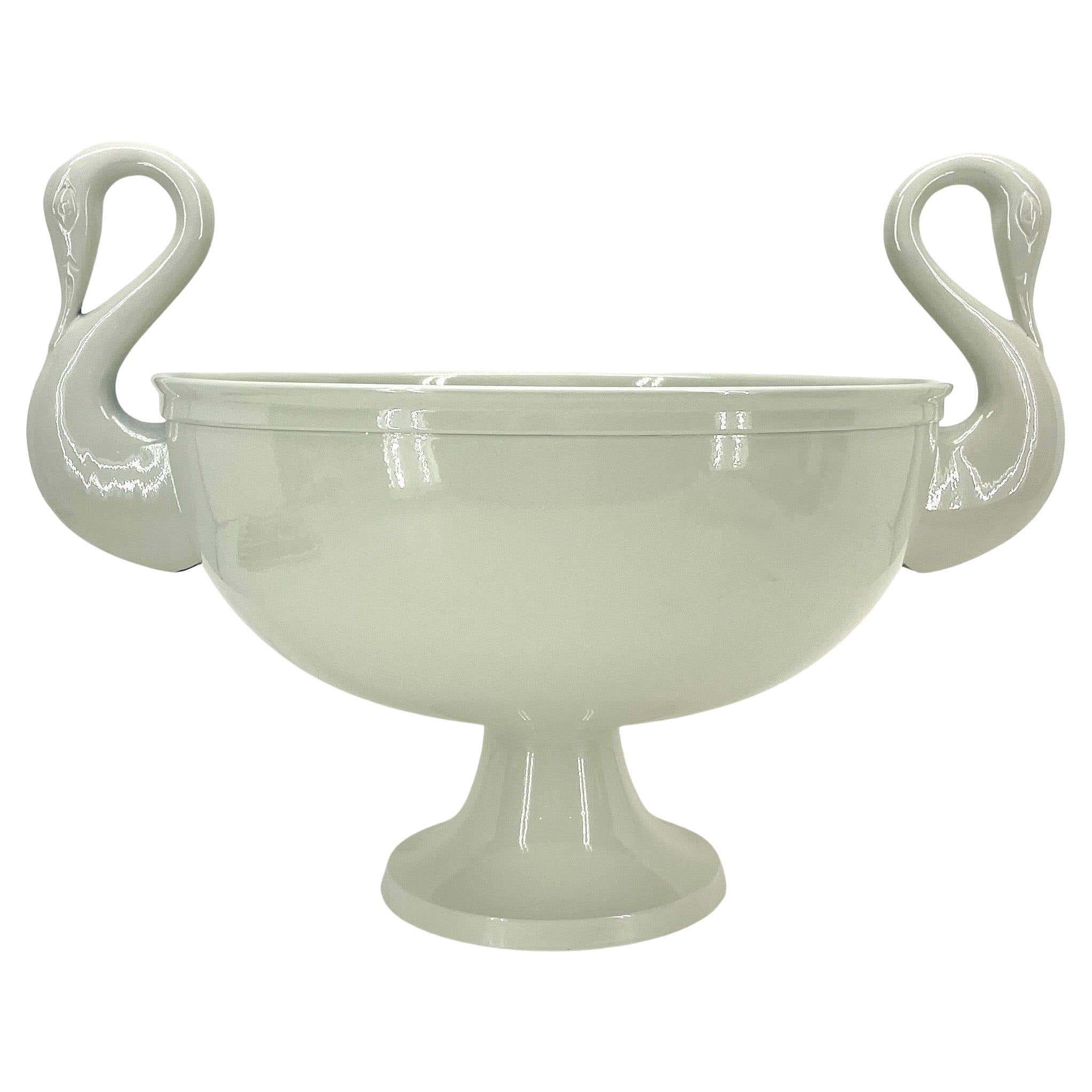 William Adams Towle Swan Centerpiece Bowl,  Off White Powder-Coated