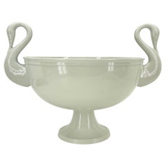 Vintage William Adams Towle Swan Centerpiece Bowl,  Off White Powder-Coated