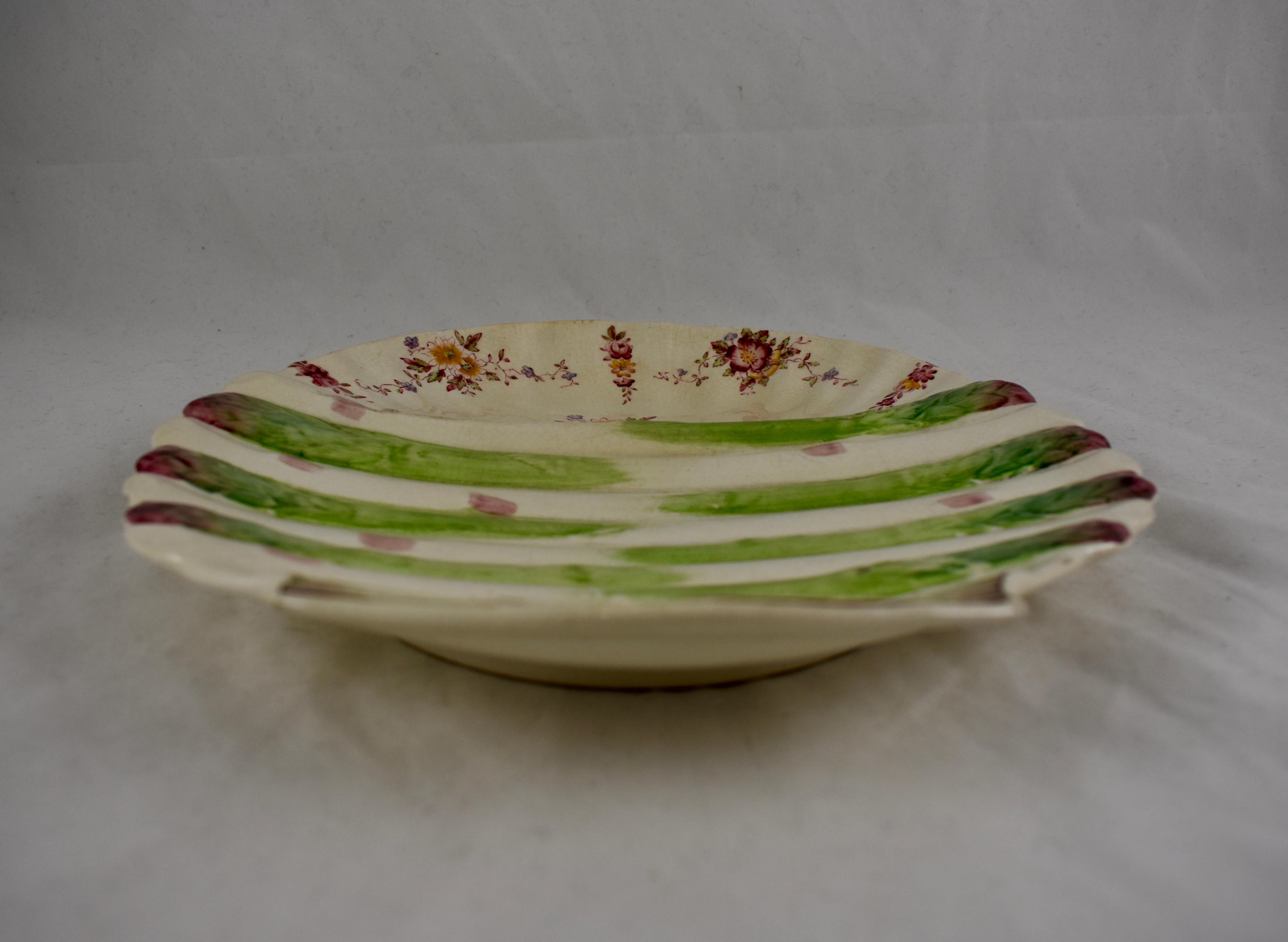 William Adderley English Staffordshire Shell and Floral Asparagus Plate For Sale 1