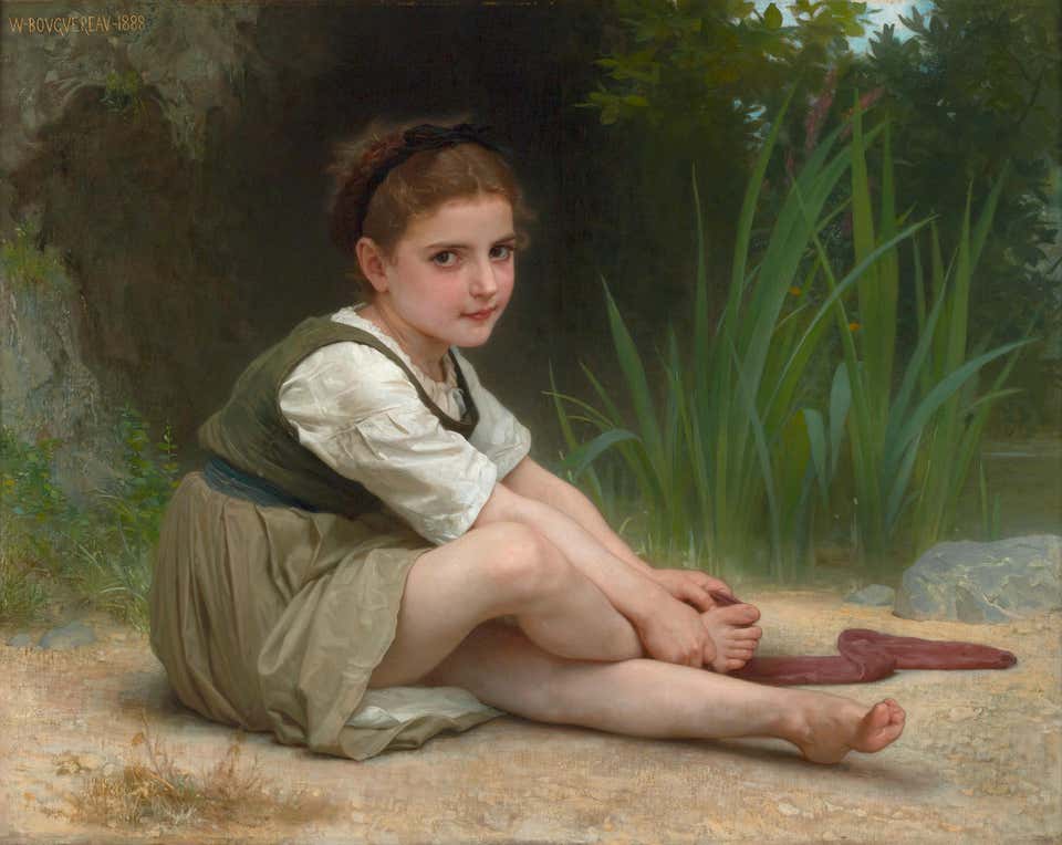 Au Bord Du Ruisseau By William-Adolphe Bouguereau