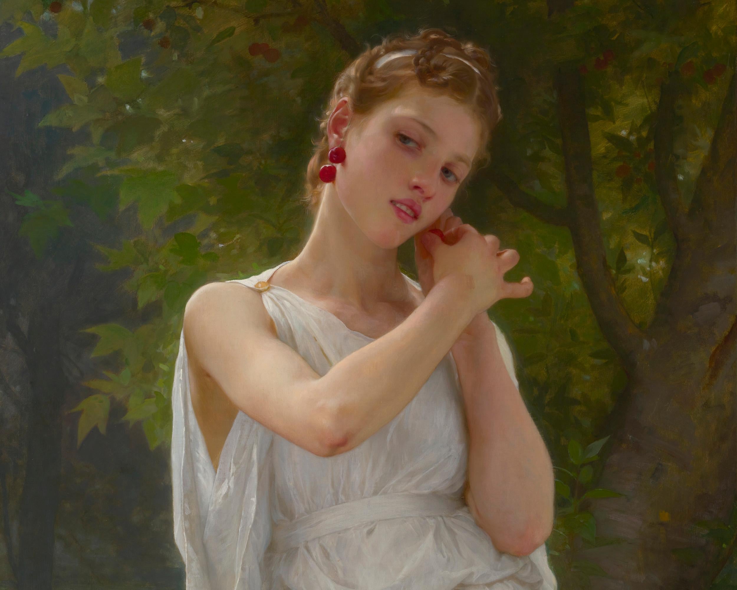 William Adolphe Bouguereau
1825-1905  French

Boucles d'oreilles
(The Earrings)

Signed ‘W-Bouguereau-1891’ (lower right)
Oil on canvas

Entitled The Earrings, this masterwork by the French Neoclassical painter William Adolphe Bouguereau is a