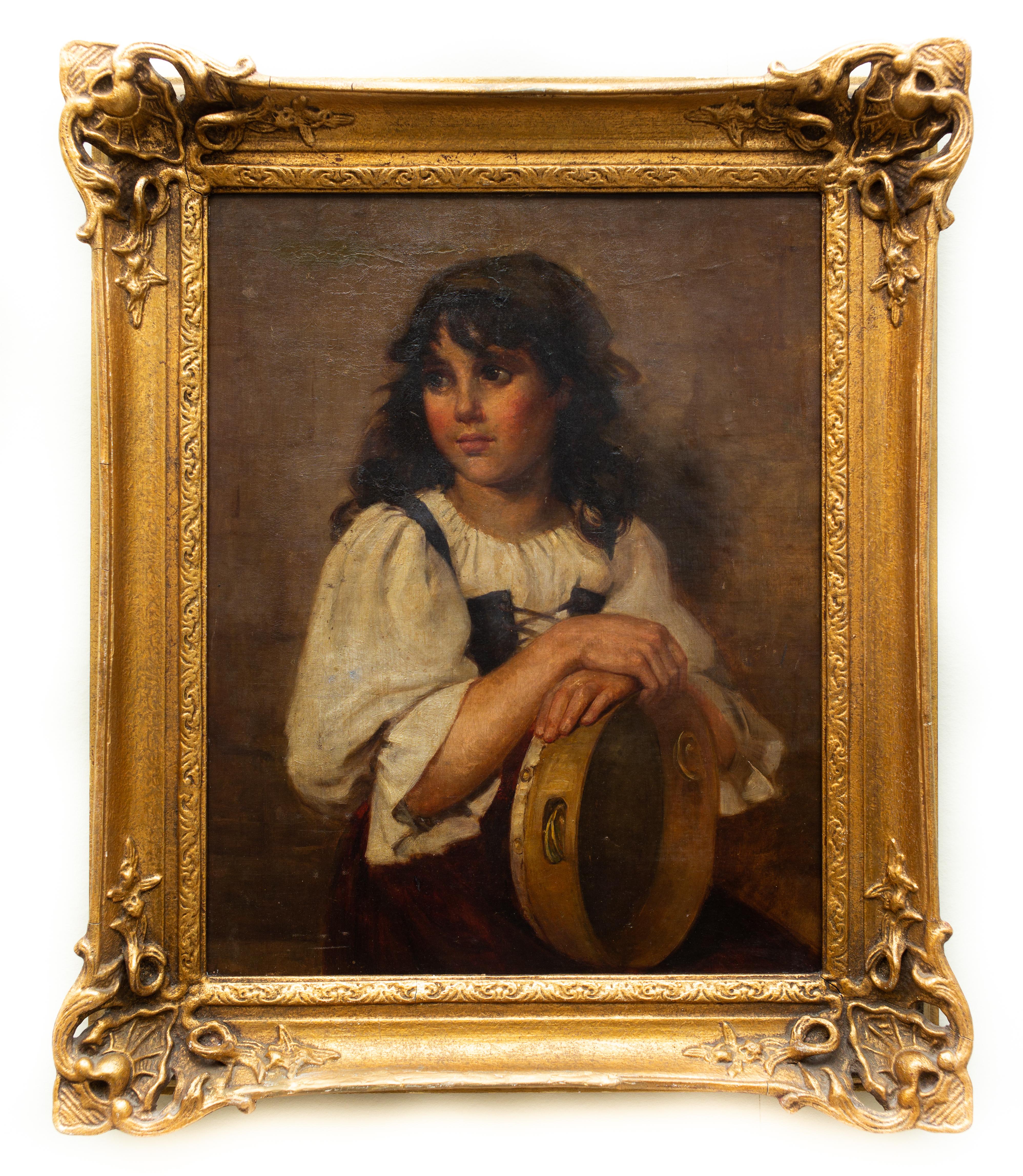 The Tambourine Girl by a Follower of WilliamAdolphe Bouguereau, Oil on