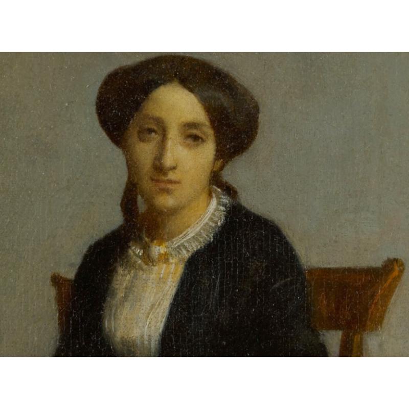 William-Adolphe Bouguereau (French) 1825 - 1905

An Extremely Rare Portrait of Céline Geneviève Bouguereau, circa 1850.

signed Wm Bouguereau (lower right)

Oil on canvas

Canvas: 14