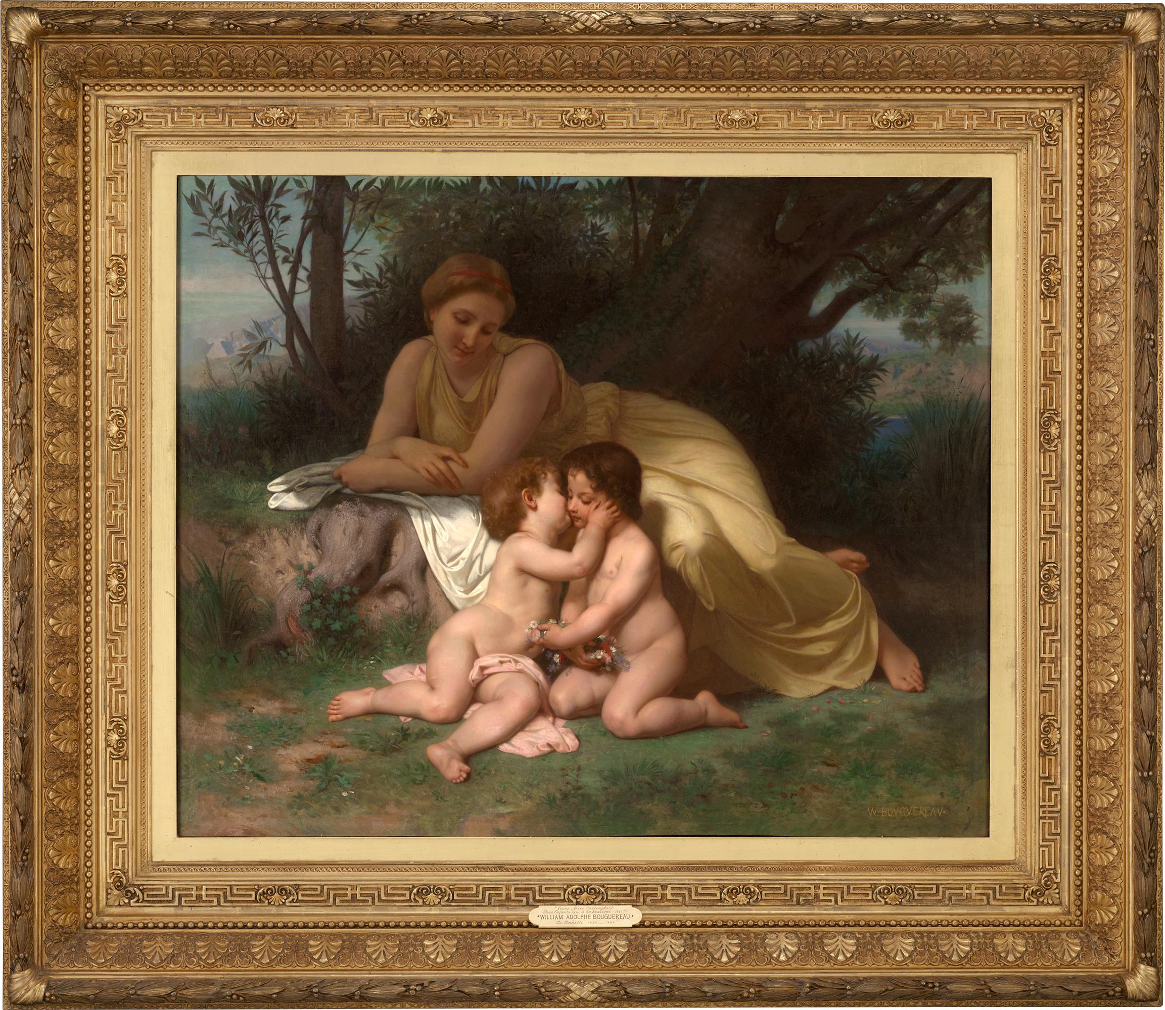 William-Adolphe Bouguereau: Giovane madre che contempla due bambini che si abbracciano in vendita 1