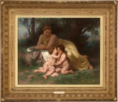 Young Mother Contemplating Two Embracing Children von William-Adolphe Bouguereau, junge Mutter