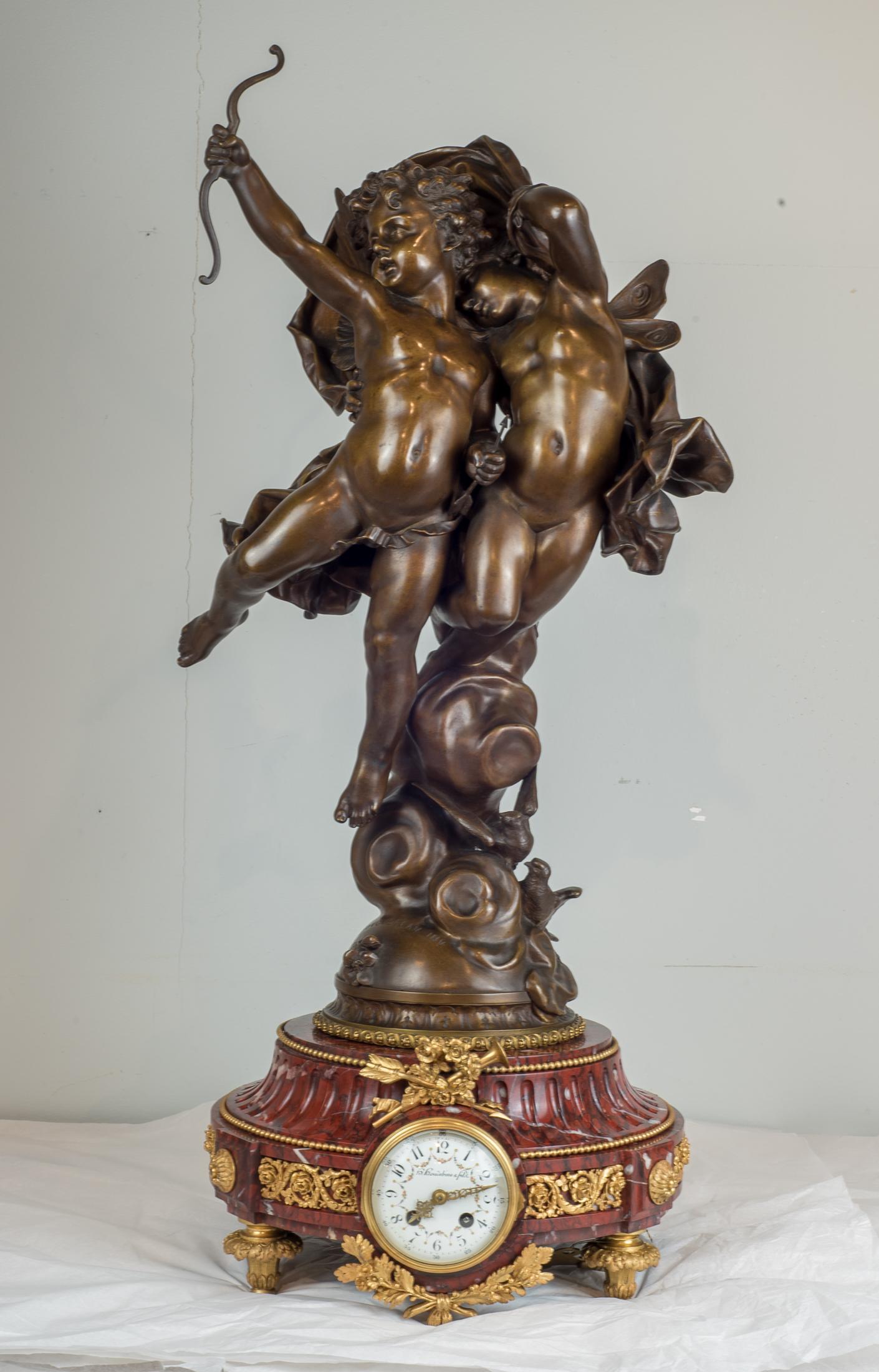 Magnificent Patinated Bronze Sculpture of Cupid and Psyche by Bouguereau For Sale 2