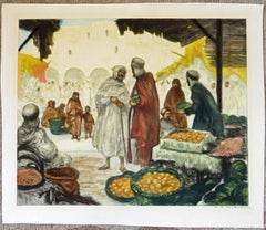 Hand colored Etching - Souk a’ Gabes Tunisia
