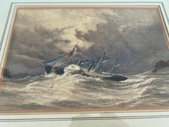 William Adolphus Knell, Maritime Rough Wave Watercolor C. 1860