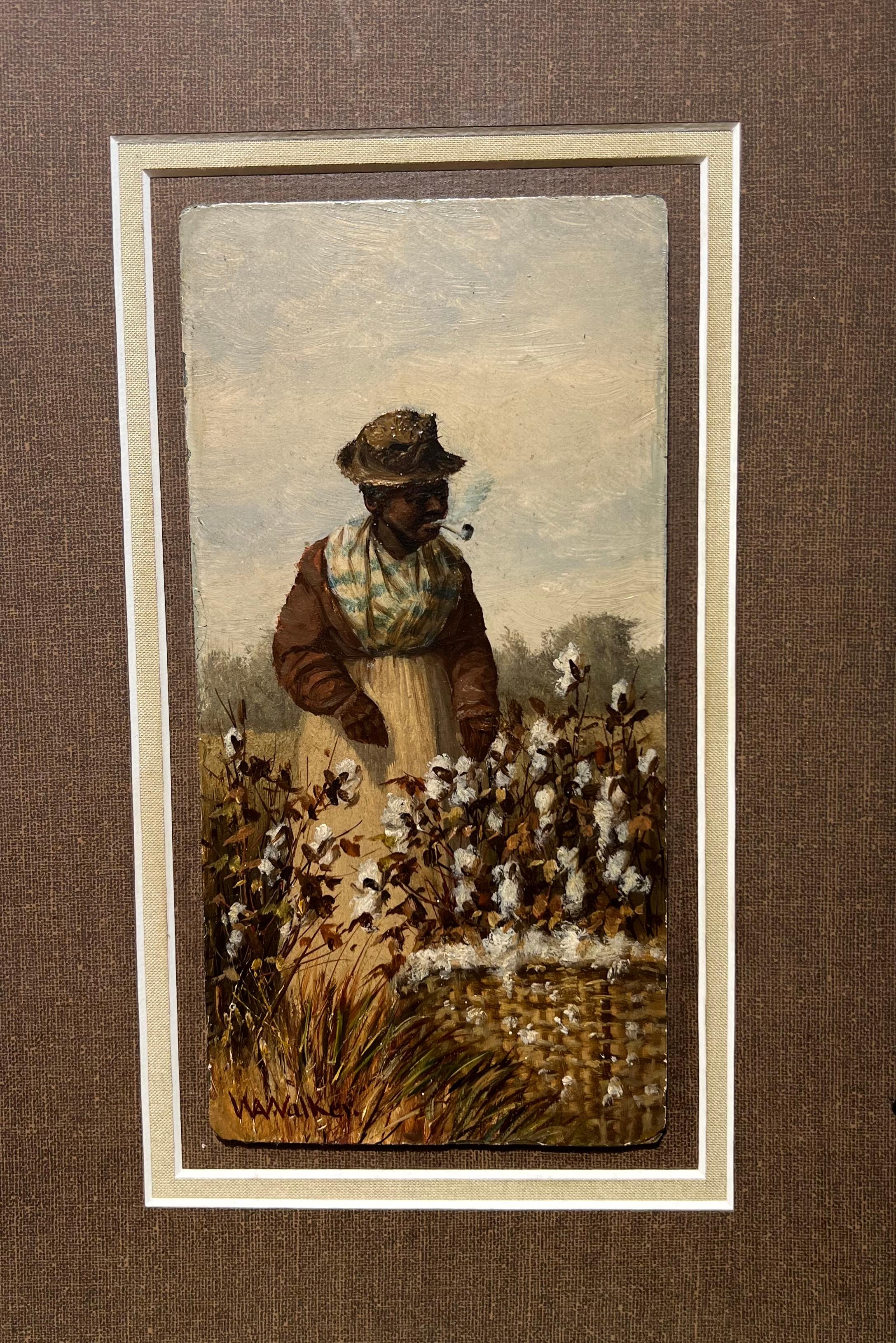 African American Cotton field Southern Caronlina Painting, Woman w/ Pipe For Sale 6