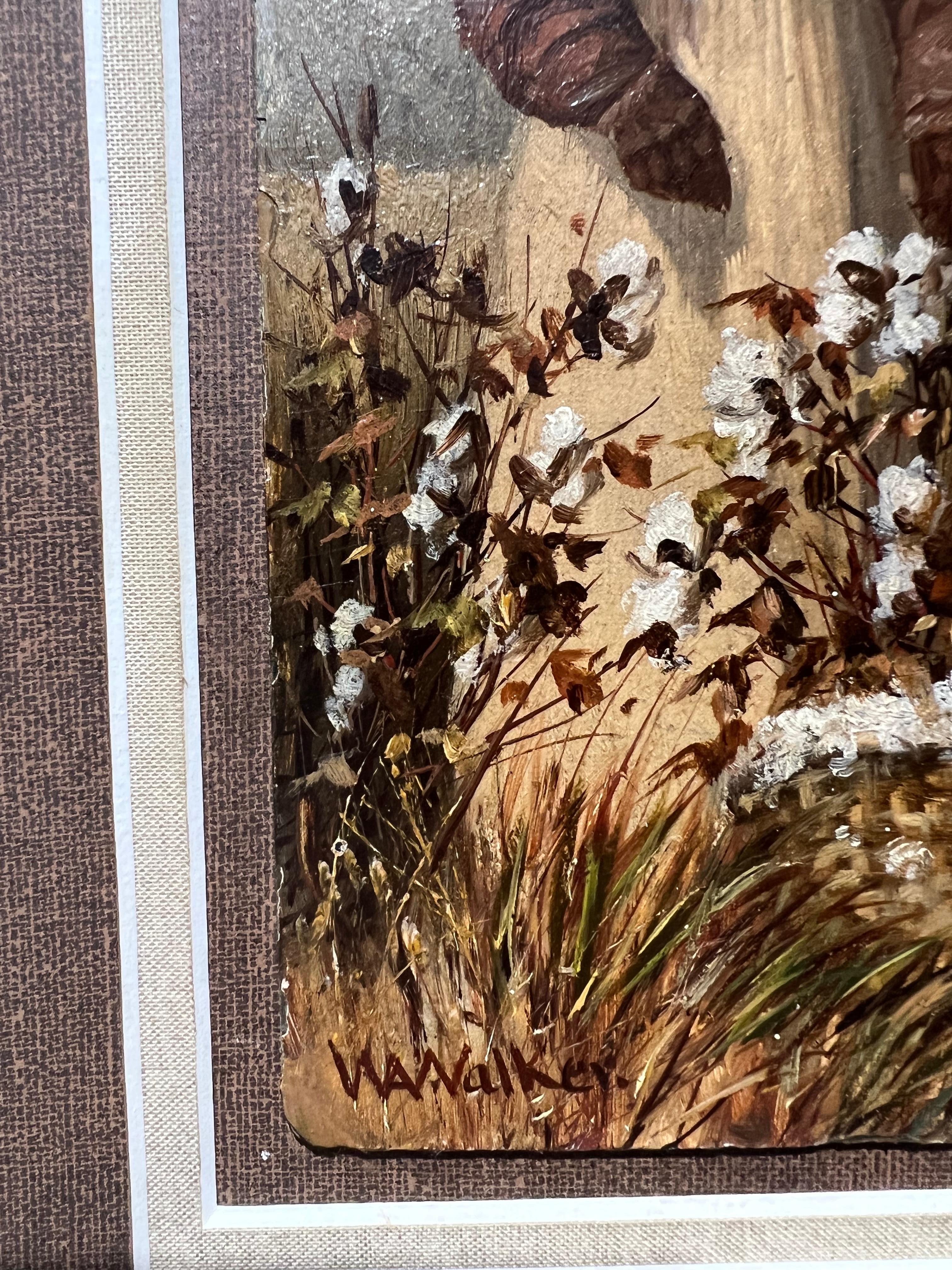 In vendita un meraviglioso dipinto del XIX secolo di William Aiken Walker (1838 - 1921).

Raffigura una signora della Carolina del Sud con una pipa in bocca e un vivace cespuglio di cotone davanti a lei.

La pittura proviene da una casa privata del