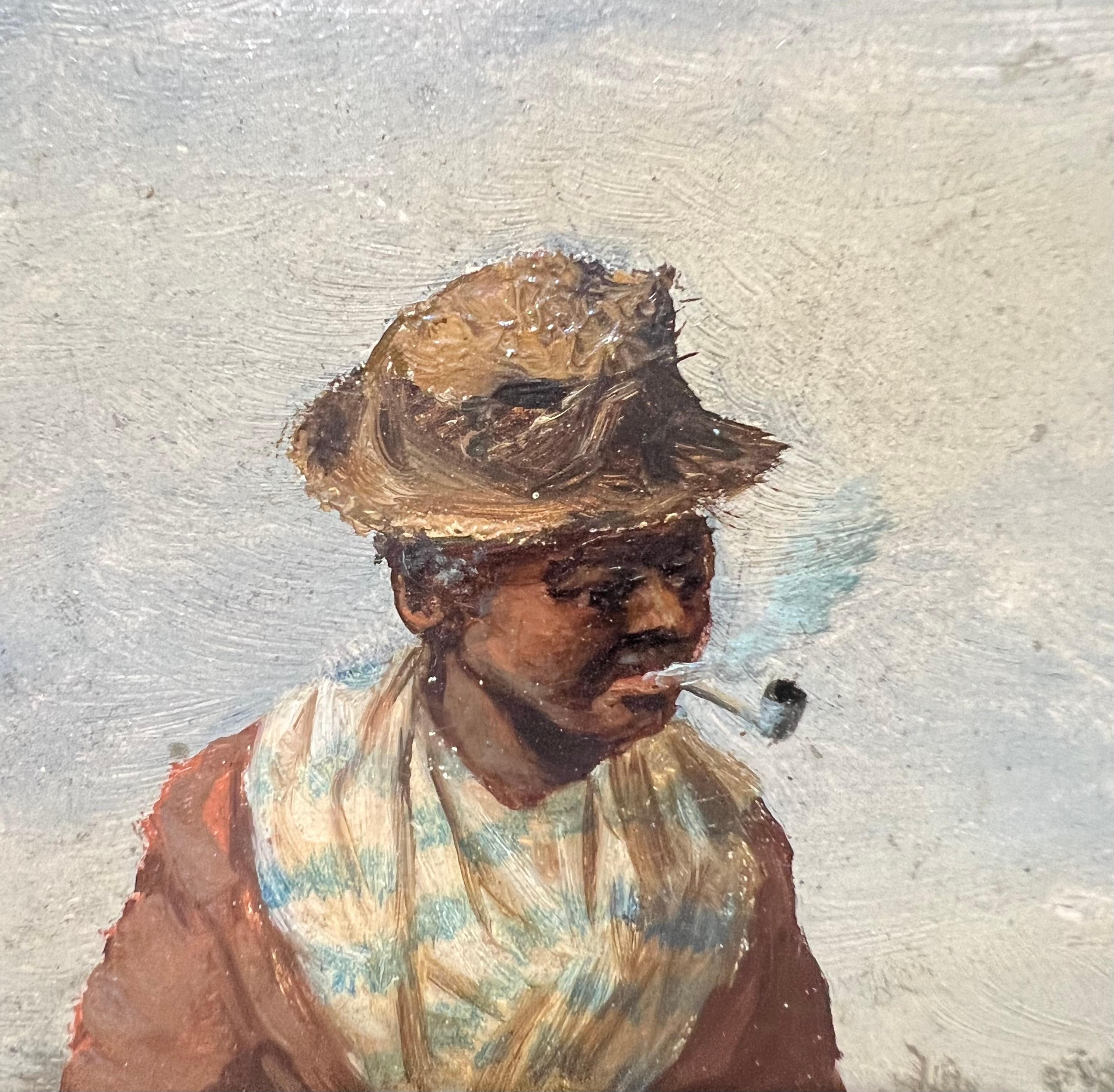 Pittura afroamericana del campo di cotone della Caronlina meridionale, Donna con pipa 1