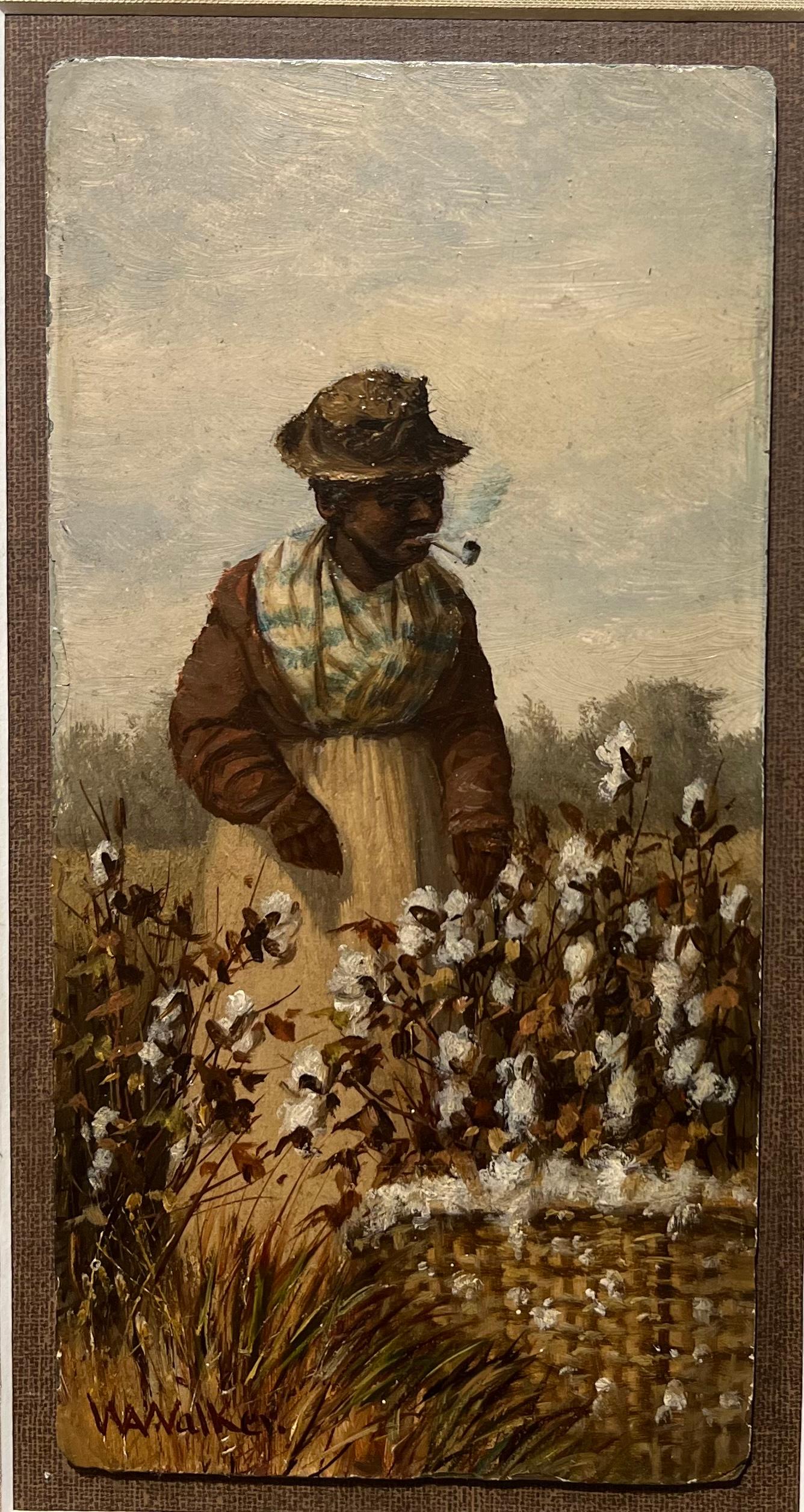 African American Cotton field Southern Caronlina Painting, Woman w/ Pipe For Sale 3