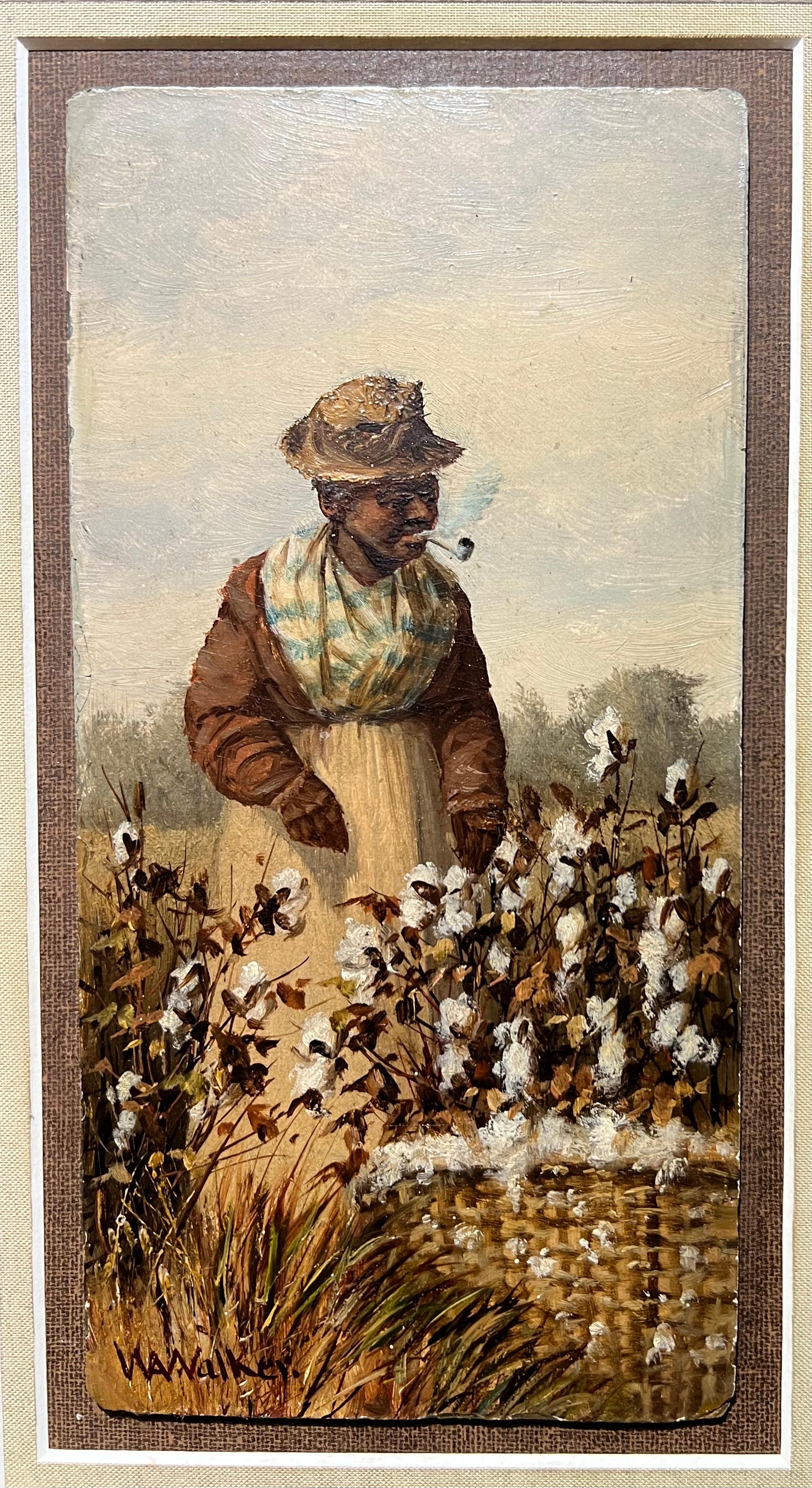 African American Cotton field Southern Caronlina Painting, Woman w/ Pipe For Sale 4