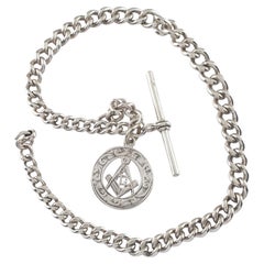 Ciondolo massonico William Aitken in argento sterling con catena a cordoncino graduata
