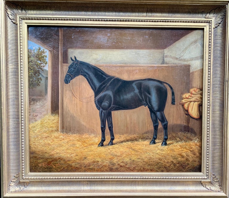 William Albert Clark Portrait Painting - Early 20th century English Antique Victorian style horse in a stable