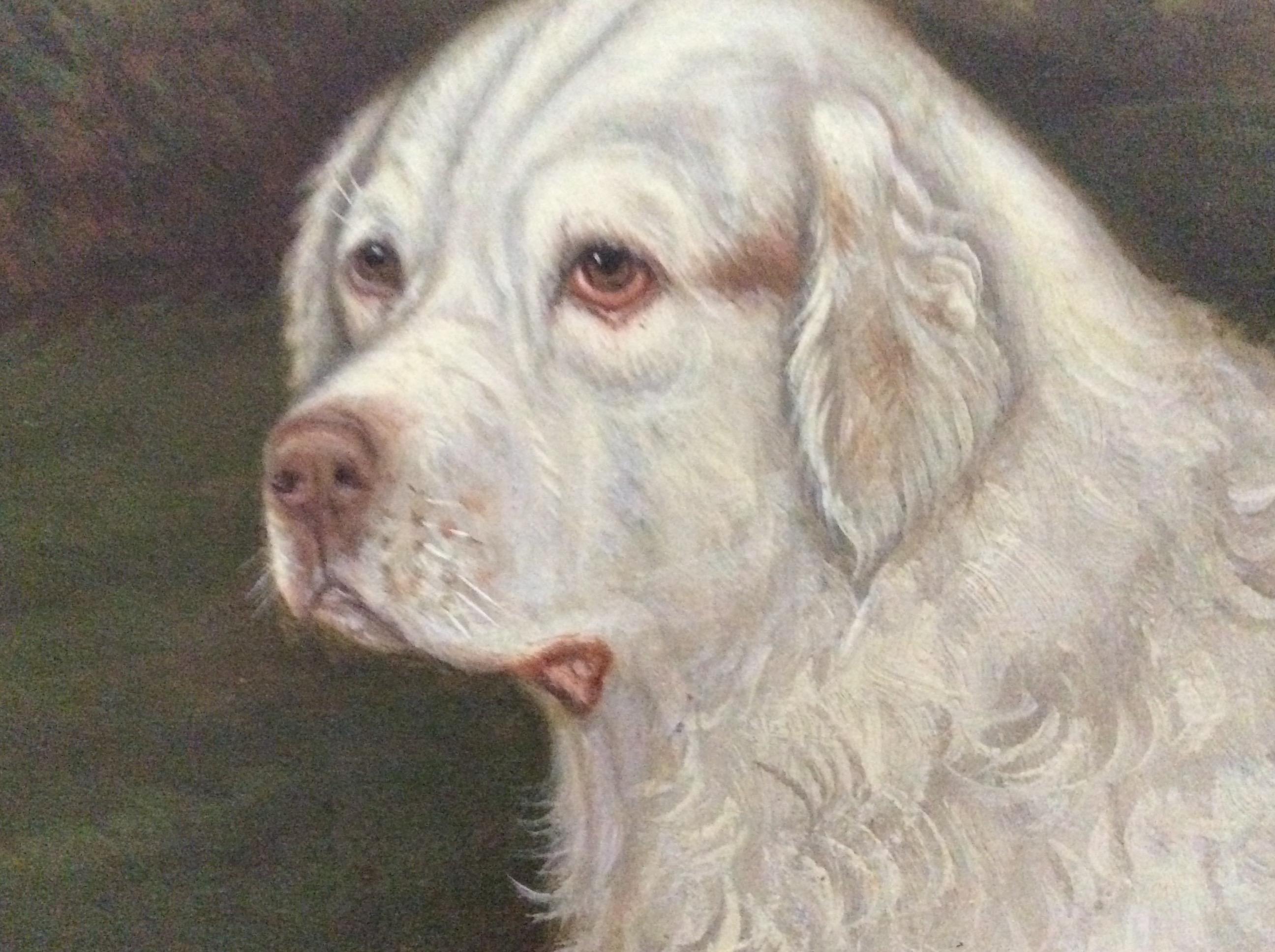 William Albert Clark, clumber spaniel, cane, pittura a olio. in vendita 2