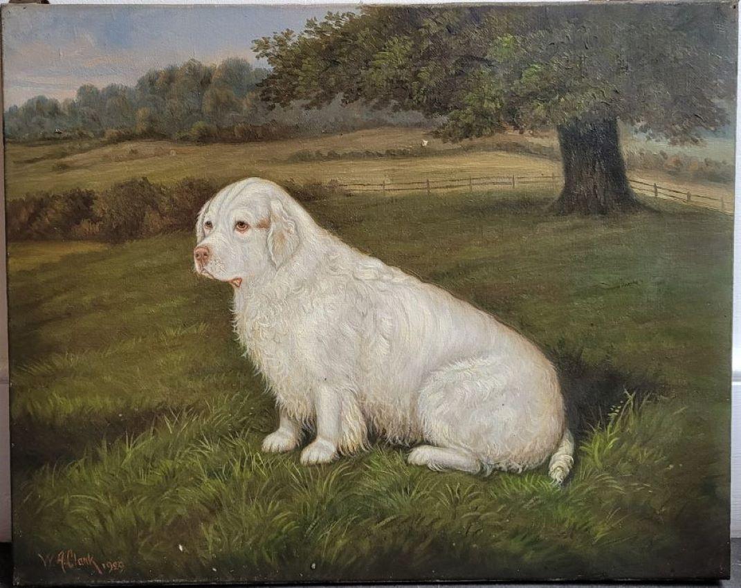 William Albert Clark, clumber spaniel, dog, oil painting. For Sale 2