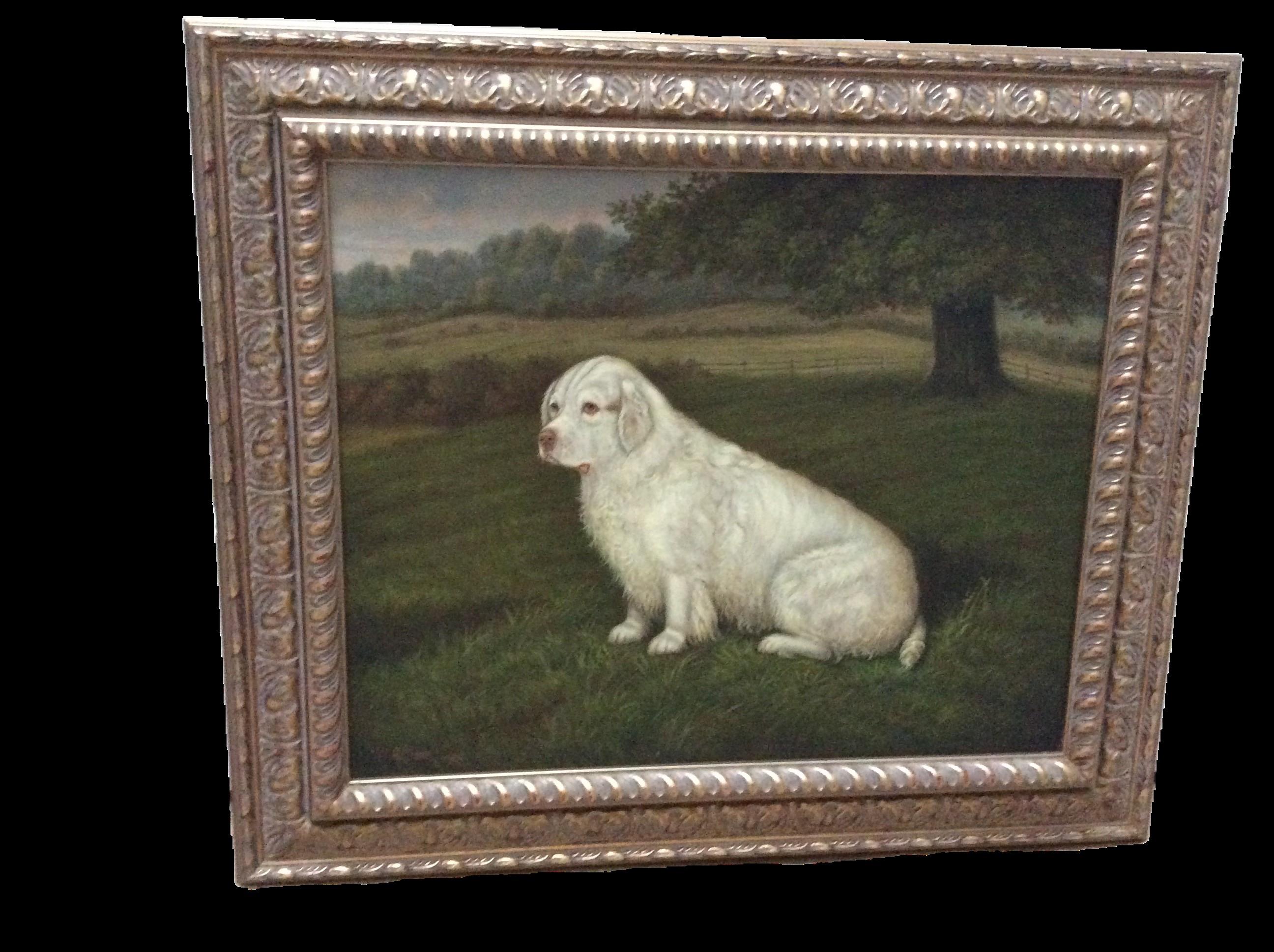 William Albert Clark, clumber spaniel, dog, oil painting.