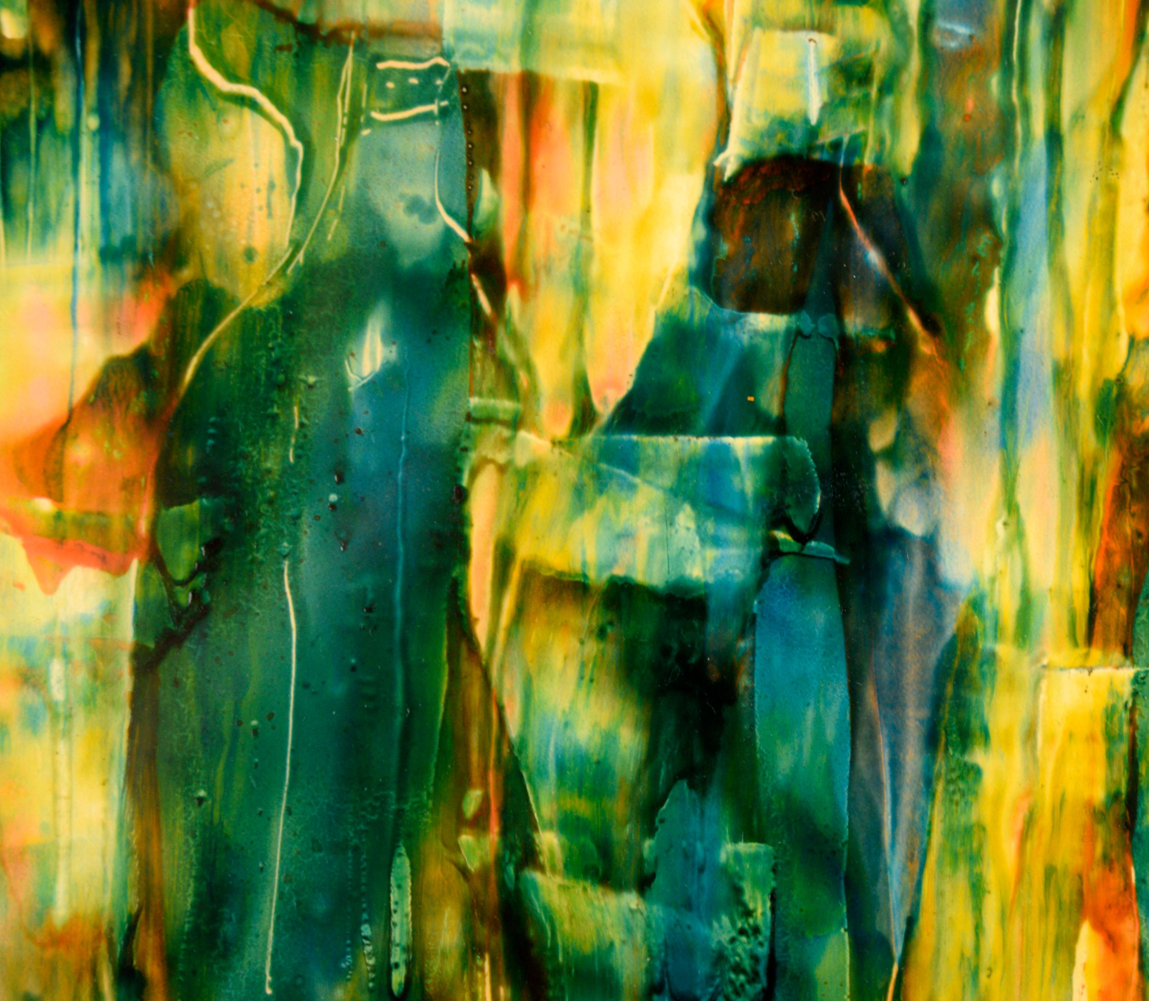 „“Recognition““ – Komposition aus Acryl auf Karton im abstrakten Expressionismus (Beige), Abstract Painting, von William Aldridge