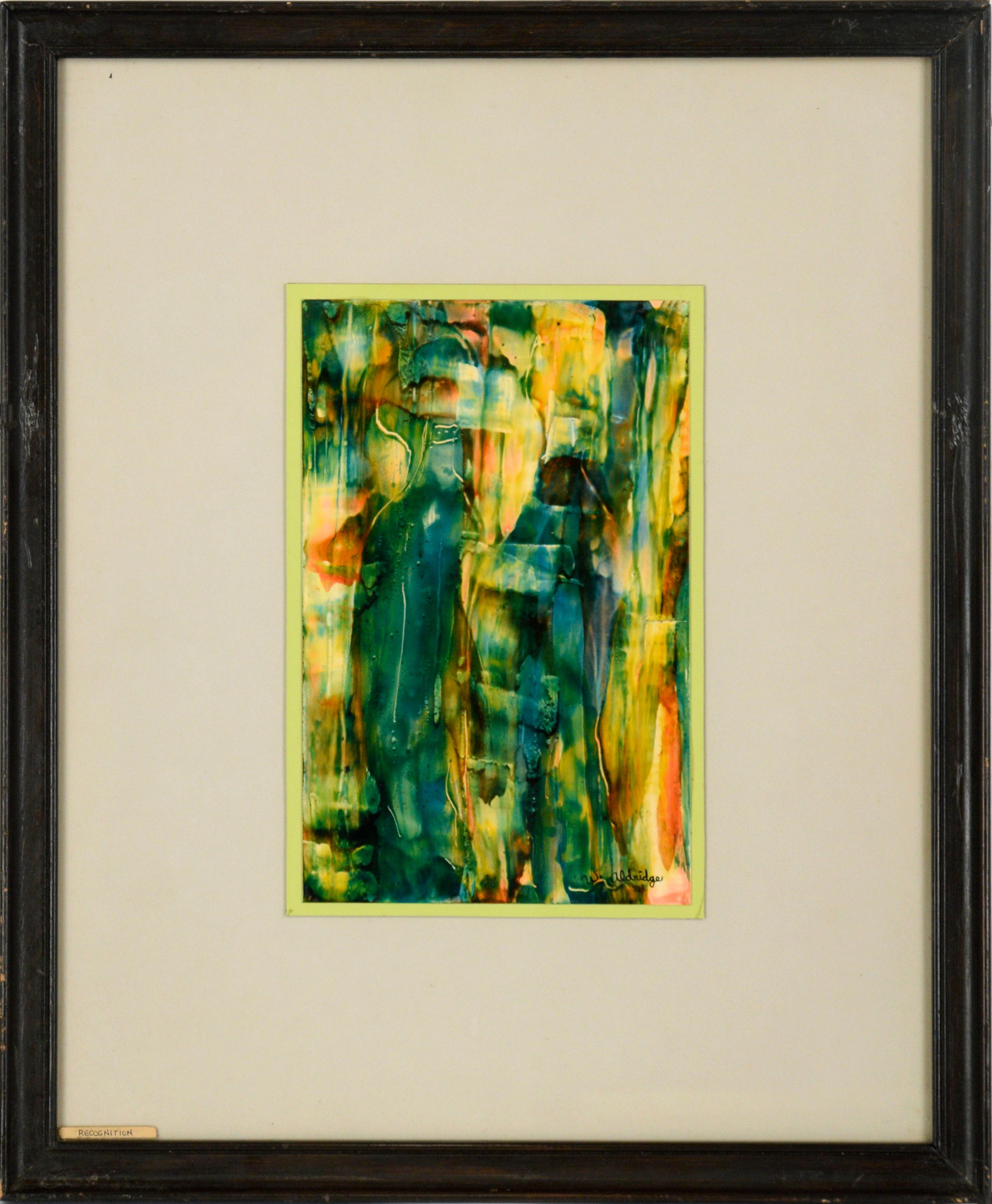 William Aldridge Abstract Painting - "Recognition" - Abstract Expressionist Composition in Acrylic on Cardstock