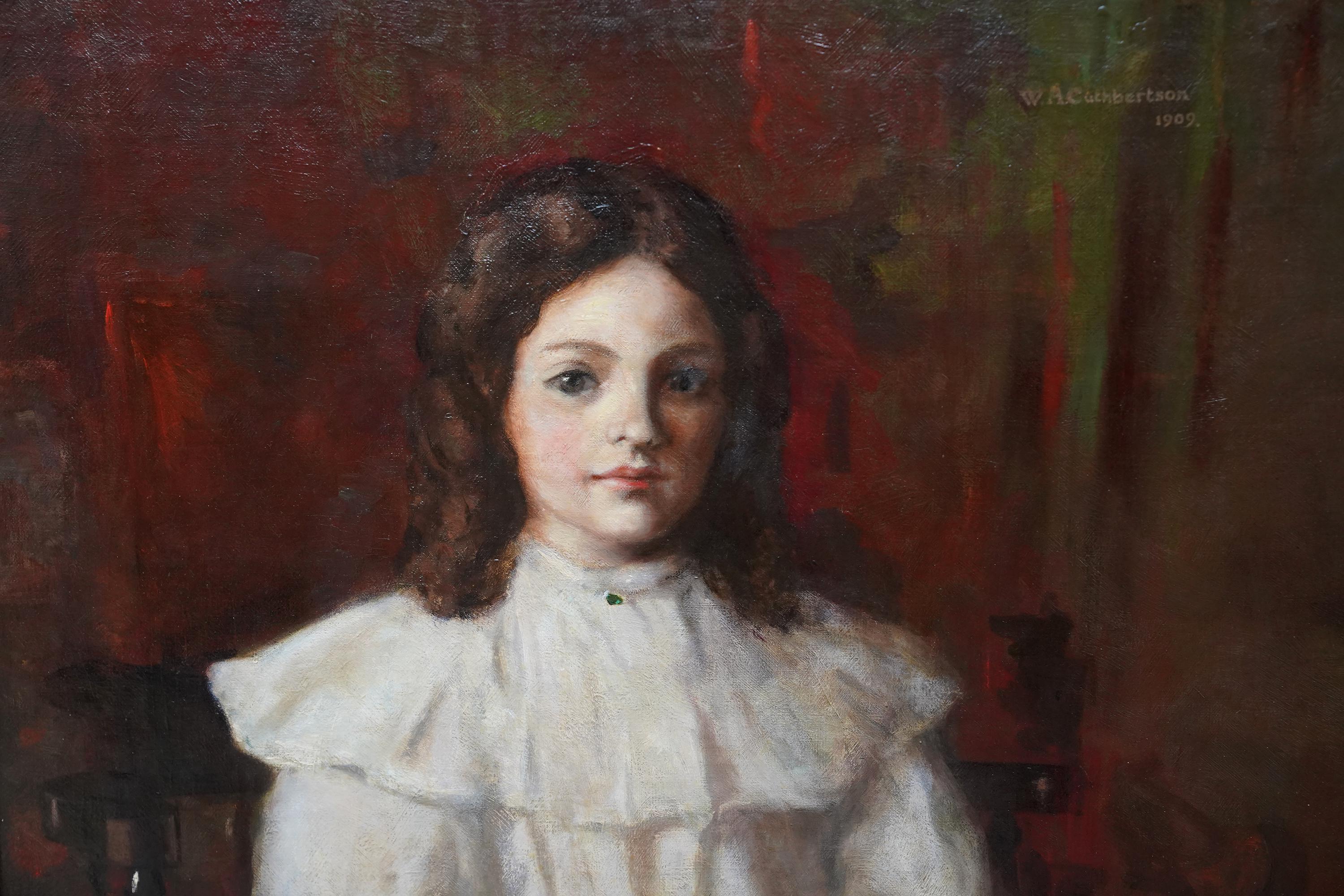Edwardianisches Porträt eines jungen Mädchens – schottisches Kunstporträt, Ölgemälde von 1909 im Angebot 2