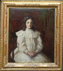 Edwardian Portrait of a Young Girl - Scottish 1909 art portrait oil painting