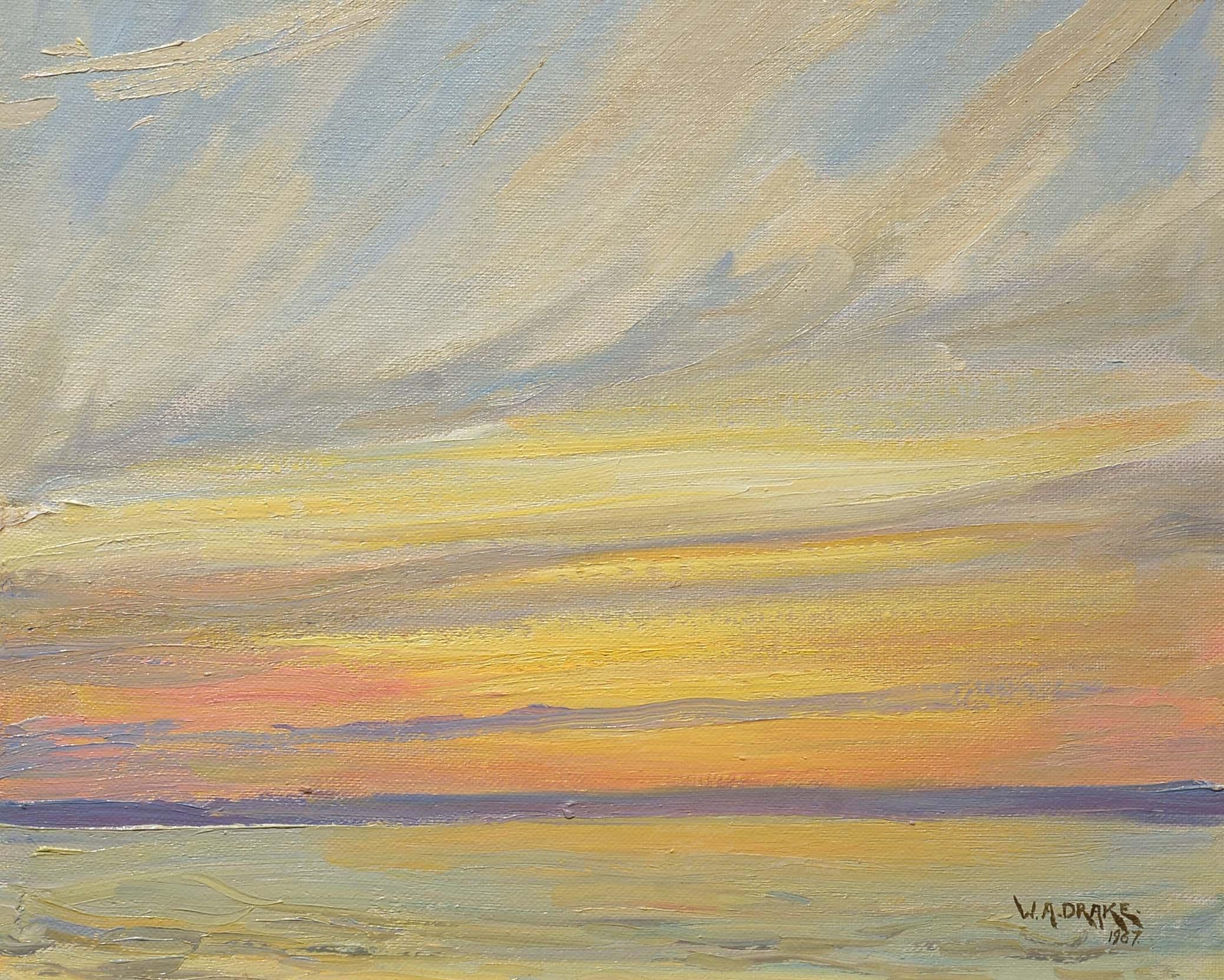 Sunset, William Alexander Drake, Impressionist, oil, landscape