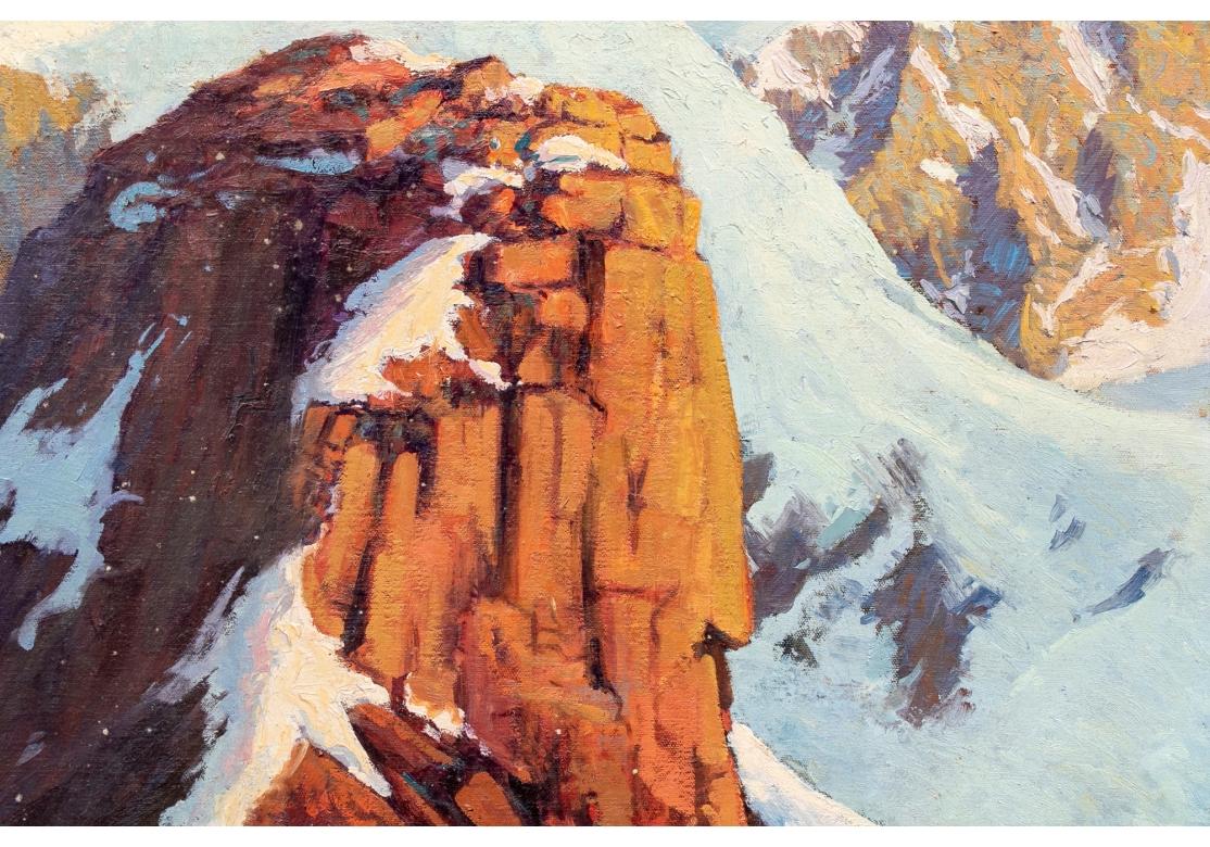 Canvas William Alexander Drake (Am., 1891-1979) Oil Mt. Loki, Baffin Island In Snow For Sale