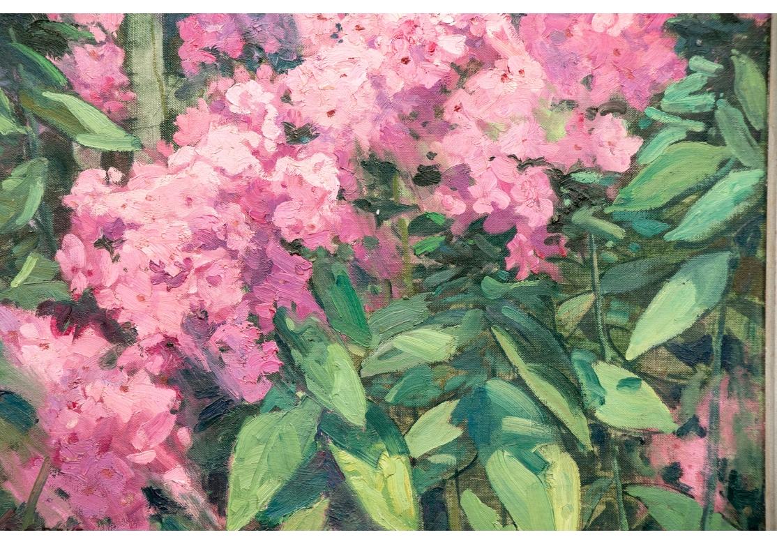 Mid-Century Modern William Alexander Drake (Am., 1891-1979) Oil On Artist Board, Pink Floral Still  For Sale