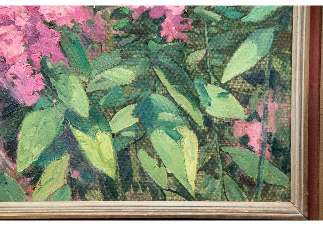 Carved William Alexander Drake (Am., 1891-1979) Oil On Artist Board, Pink Floral Still  For Sale