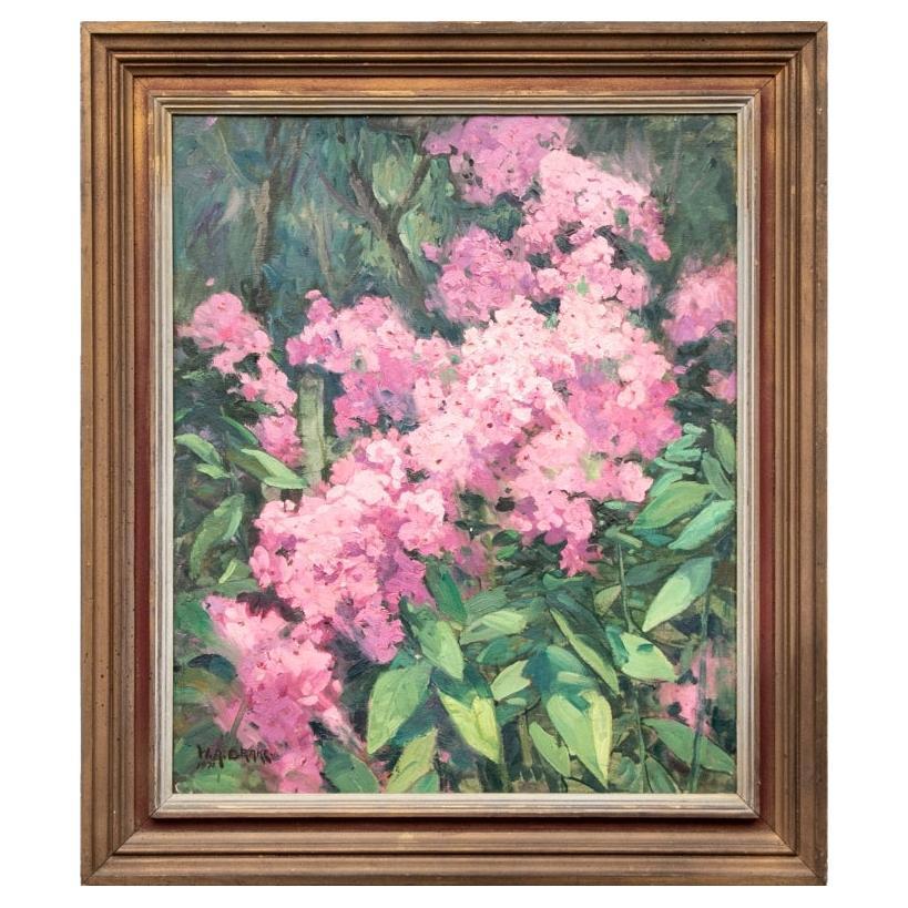 William Alexander Drake (Am., 1891-1979) Huile sur panneau d'artiste, Still floral rose 