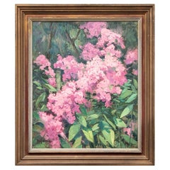 Vintage William Alexander Drake (Am., 1891-1979) Oil On Artist Board, Pink Floral Still 