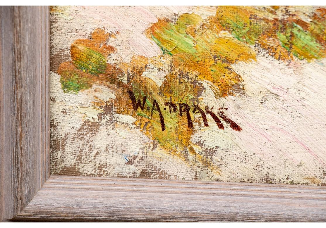 William Alexander Drake, huile sur panneau, paysage d'hiver champêtre Bon état - En vente à Bridgeport, CT