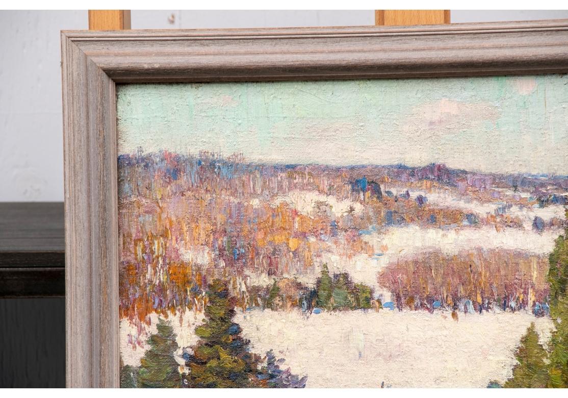 Autre William Alexander Drake, huile sur panneau, paysage d'hiver champêtre en vente
