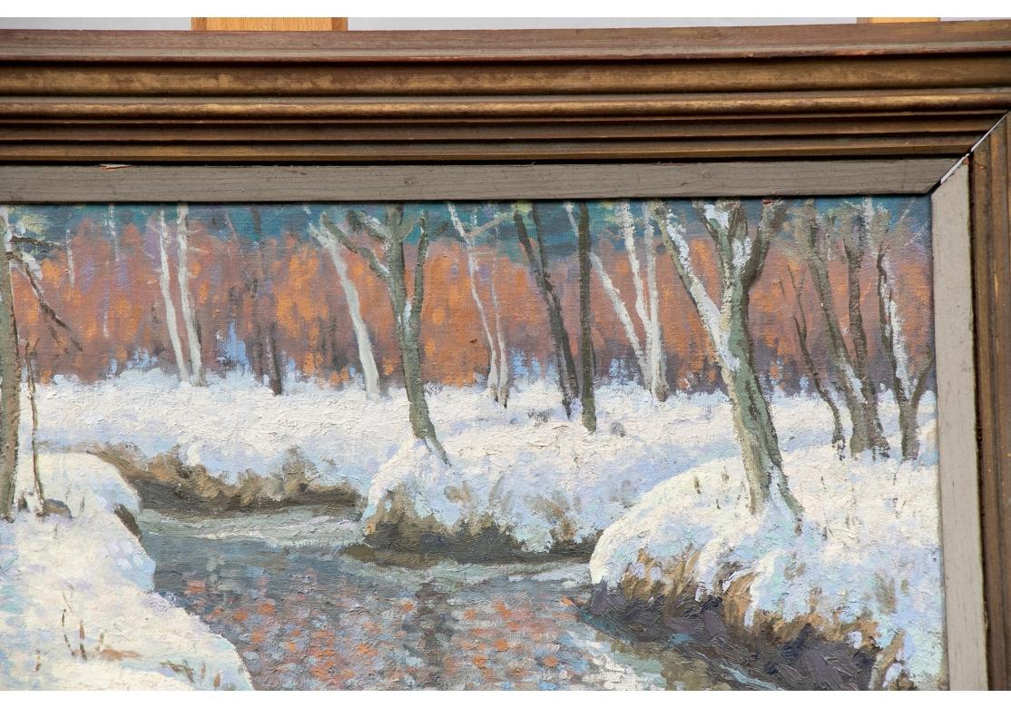American William Alexander Drake (Am., 1891-1979) Oil On Board, Forest Winter Landscape For Sale