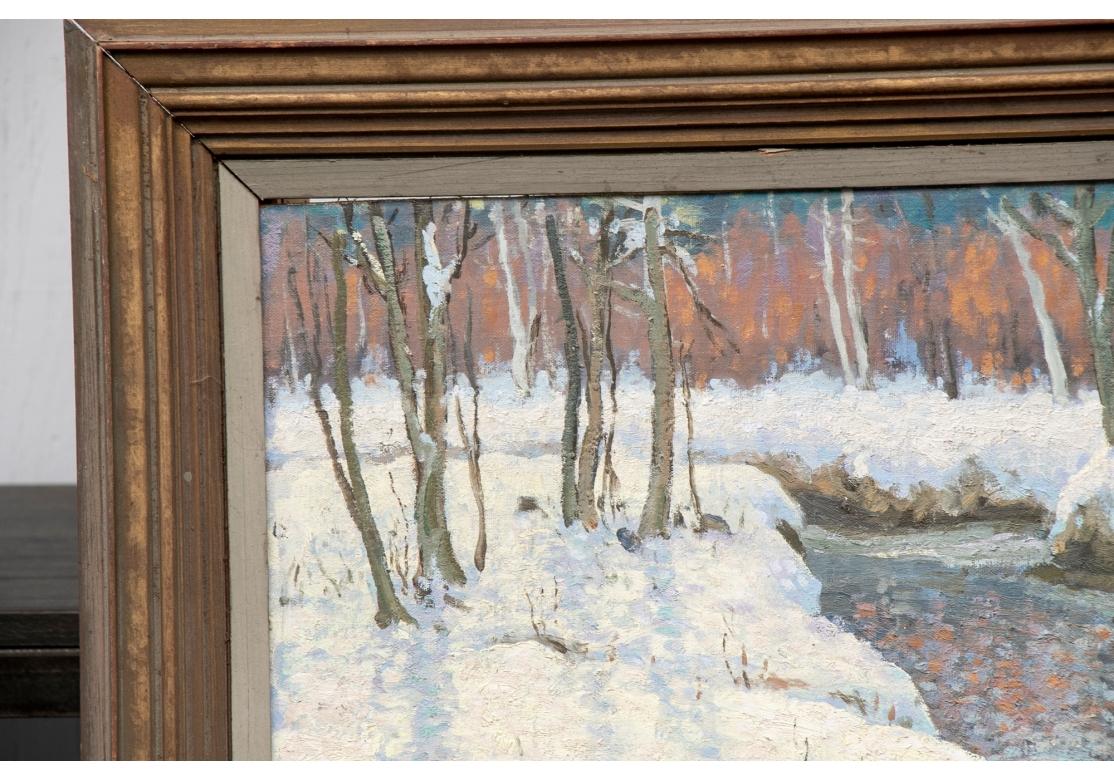 20th Century William Alexander Drake (Am., 1891-1979) Oil On Board, Forest Winter Landscape For Sale