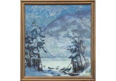 William Alexander Drake (Am., 1891-1979) Oil On Board, Winter Landscape In Blue