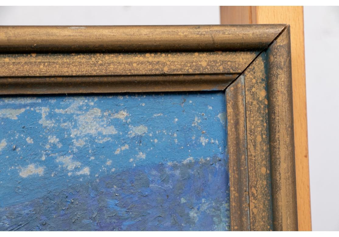 William Alexander Drake (Am., 1891-1979) Oil On Board, Winter Landscape In Blue In Good Condition For Sale In Bridgeport, CT