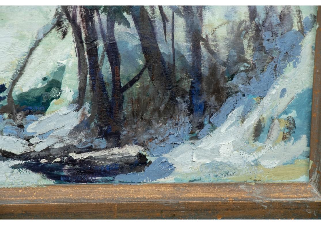 20th Century William Alexander Drake (Am., 1891-1979) Oil On Board, Winter Landscape In Blue For Sale