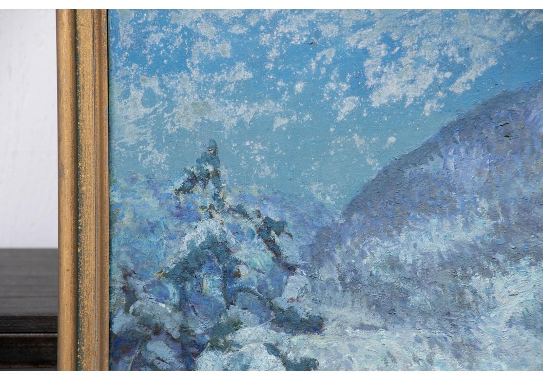 William Alexander Drake (Am., 1891-1979) Oil On Board, Winter Landscape In Blue For Sale 1