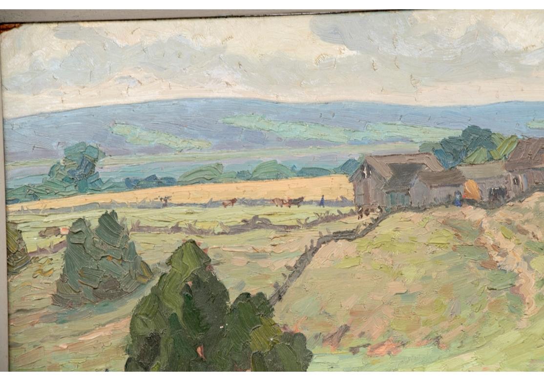 20ième siècle William Alexander Drake (Am., 1891-1979) Huile sur masonite, paysage champêtre en vente