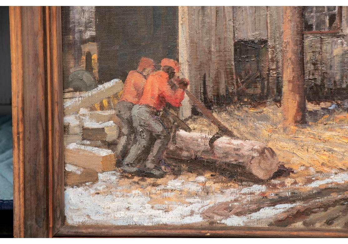 Rustic William Alexander Drake 'Am., 1891-1979' Oil On Masonite Lumber Mill For Sale