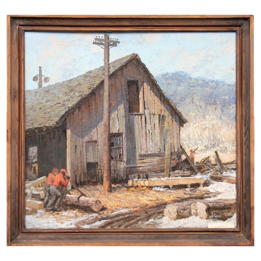 William Alexander Drake 'Am., 1891-1979' Oil On Masonite Lumber Mill For Sale